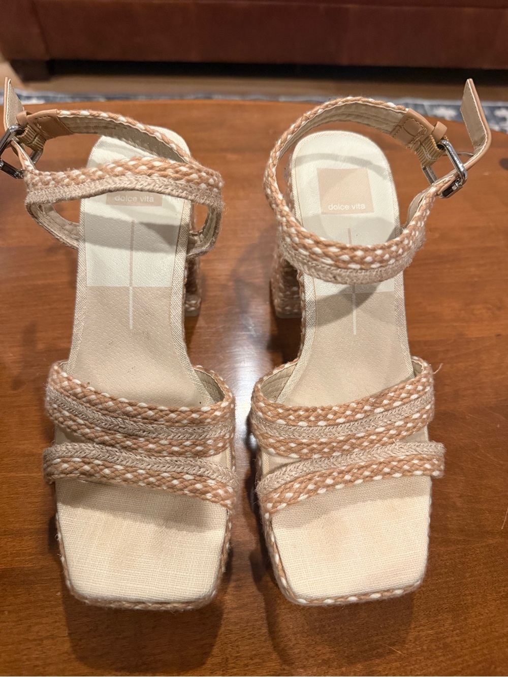 Dolce Vita Alex Platform Sandals in Natural Beige – Size 8.5